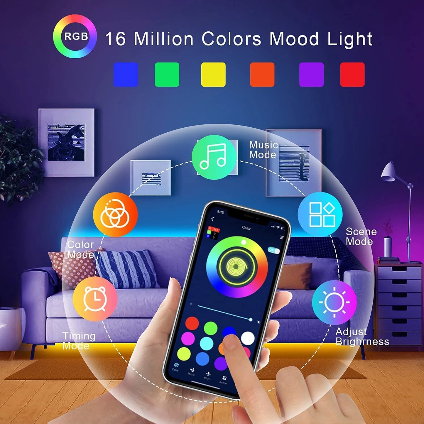 Voltify RGB LED Strip Lights with App & Remote Control — 0.5m to 30m