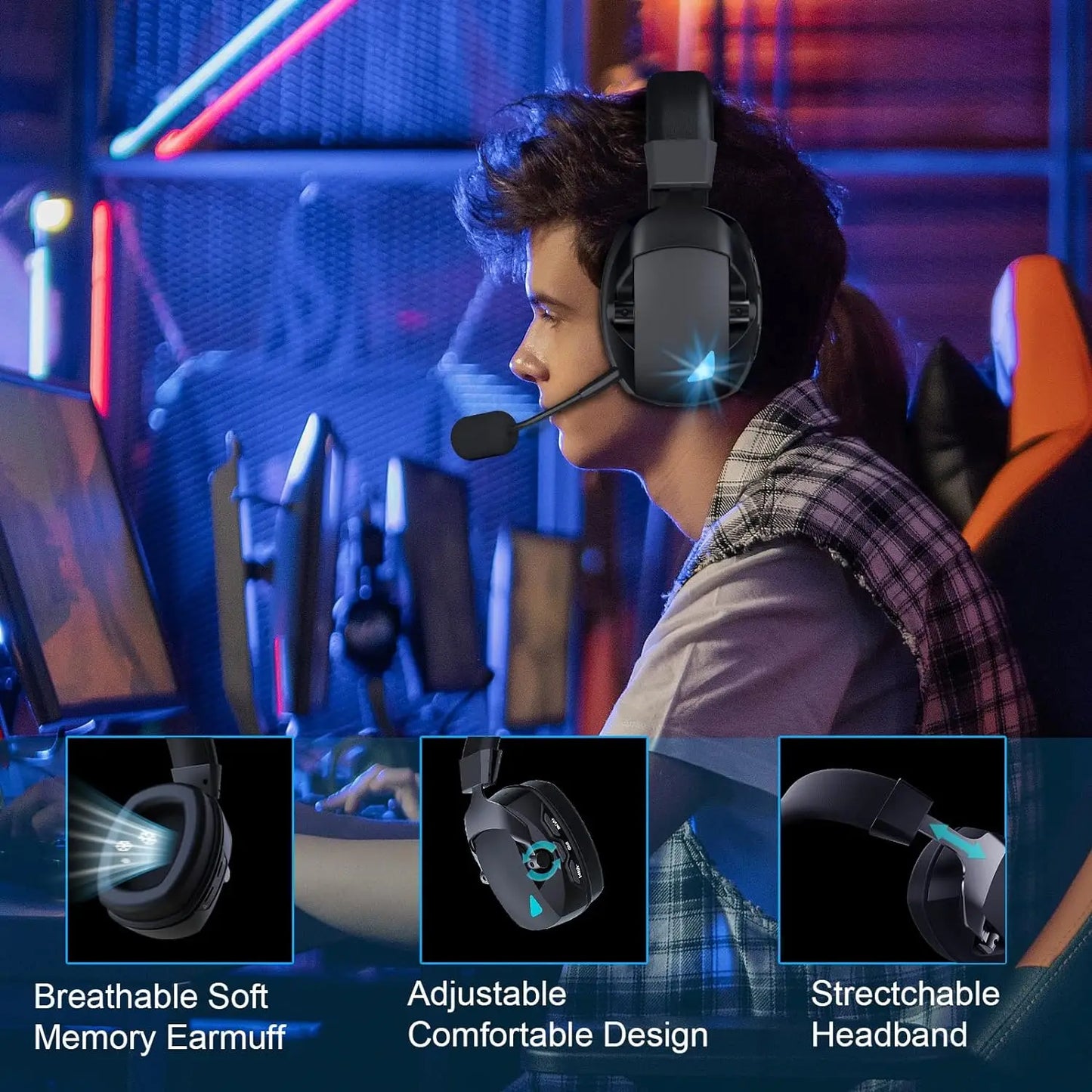 Voltify Wireless Gaming Headset with Mic — PS5, PS4, PC, Switch