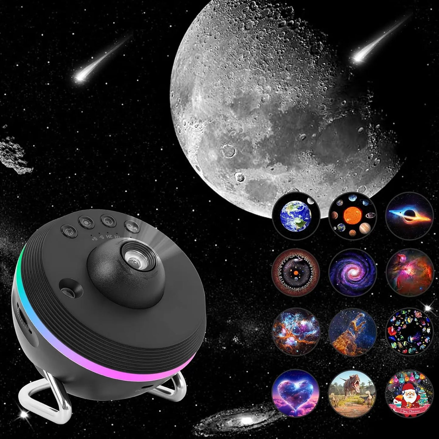 Voltify Galaxy Meteor Star Projector — 4K HD, 13-in-1 Slides, 360° Rotary Night Light for Kids & Adults