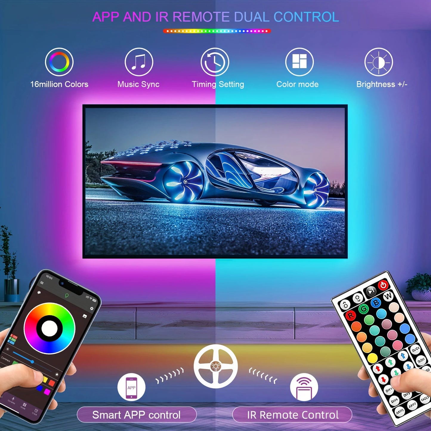 Voltify RGB LED Strip Lights with App & Remote Control — 0.5m to 30m