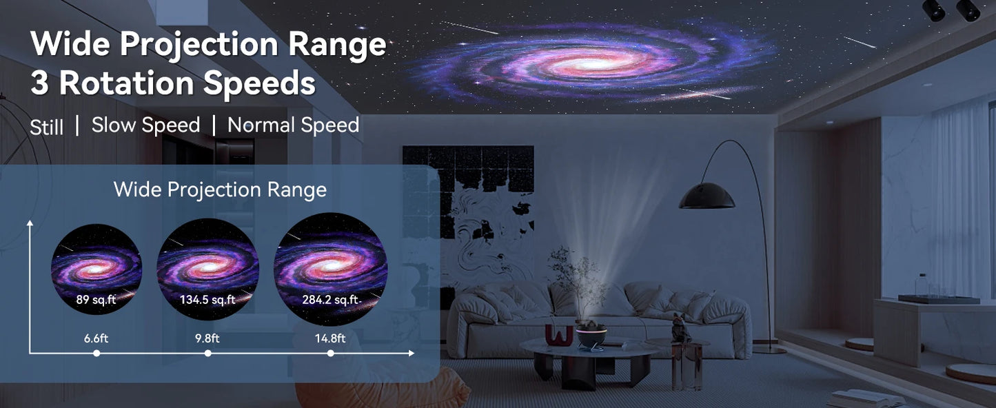 Voltify Galaxy Meteor Star Projector — 4K HD, 13-in-1 Slides, 360° Rotary Night Light for Kids & Adults