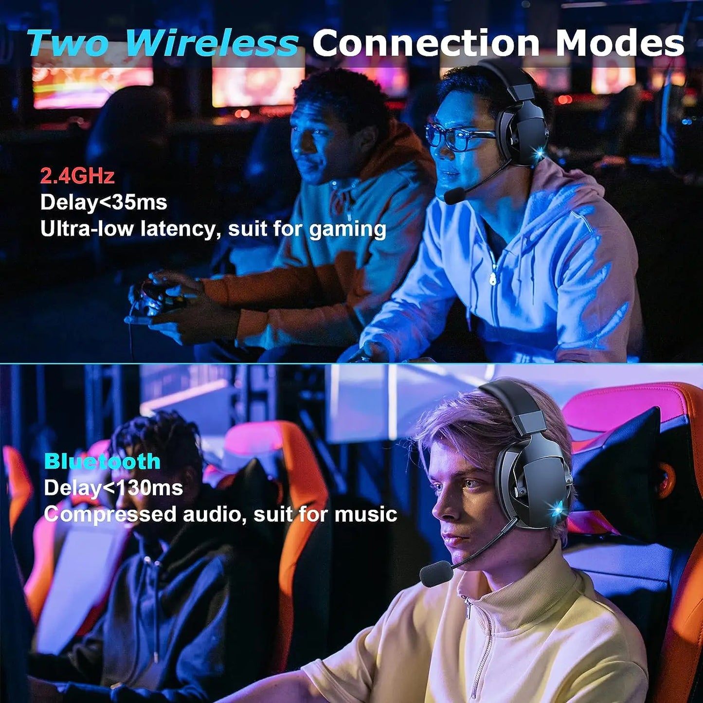 Voltify Wireless Gaming Headset with Mic — PS5, PS4, PC, Switch